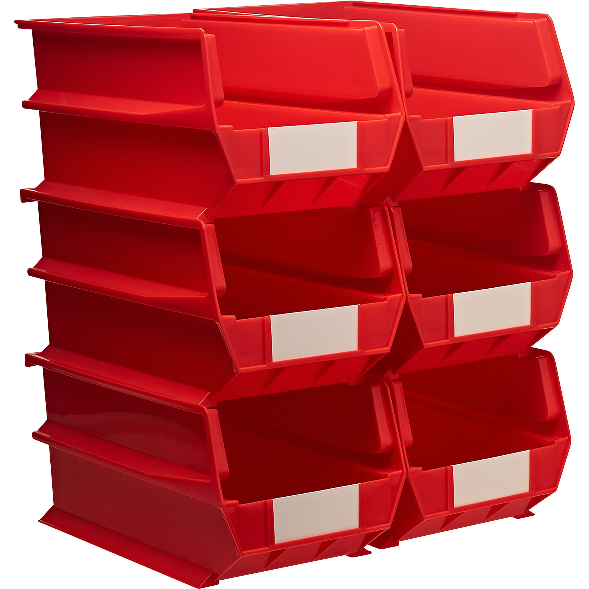 Triton Products LocBin Hanging and Interlocking Bins, 6-Pk., Red, 14 3/4-In.L x 8 1/4-In.W x 7-In.H, Model# 3-240R